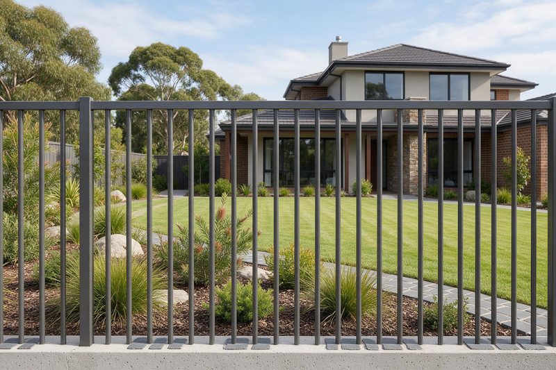 Charcoal tubular steel front fence