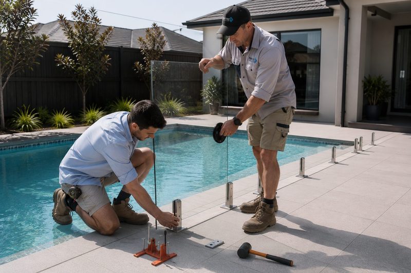 Glass pool fence